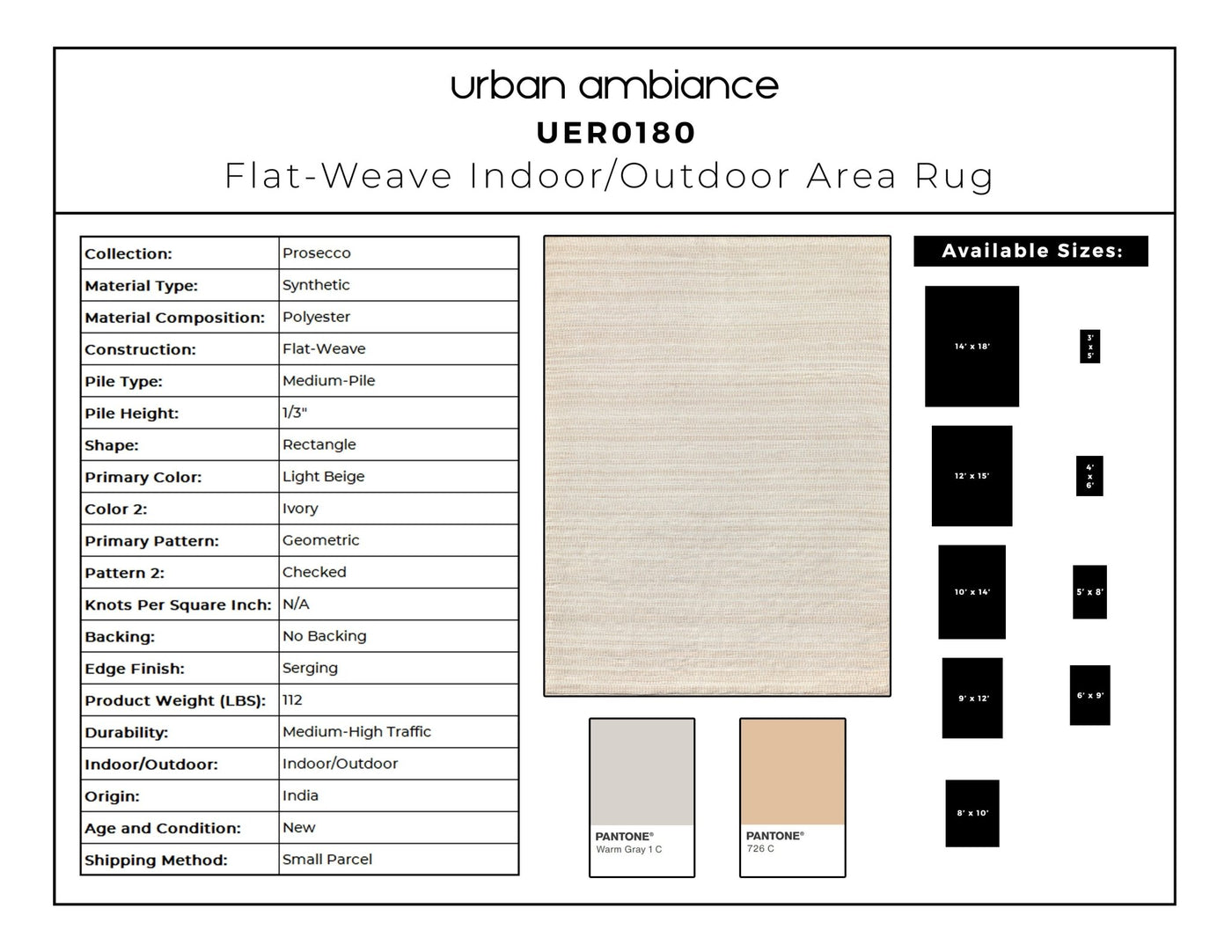 UER0180 Luxury Flat-Weave Synthetic Medium-Pile Rug – Urban Ambiance