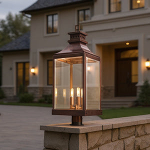 Urban Ambiance - Outdoor Post/Pier Light - UFS1003 Transitional Outdoor Post Light 29.375''H x 9.5''W, Genuine Copper, Dark - Patina, Calderdale Collection - 