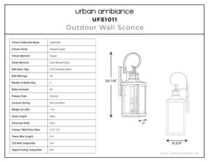 Urban Ambiance - Wall Sconce - UFS1011 Colonial Outdoor Wall Sconce, 24-1/4