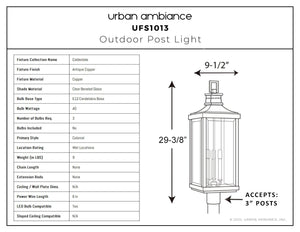 Urban Ambiance - Post Light - UFS1013 Colonial Outdoor Post Light, 29-3/8