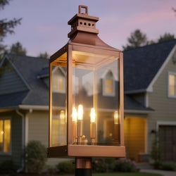 Urban Ambiance - Post Light - UFS1013 Colonial Outdoor Post Light, 29-3/8"H x 9-1/2"W x 9-1/2"Dep, Medium Antique Copper Finish, Calderdale Collection -
