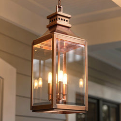 Urban Ambiance - Pendant - UFS1014 Colonial Outdoor Pendant, 26-1/4"H x 9-1/2"W x 9-1/2"Dep, Medium Antique Copper Finish, Calderdale Collection -