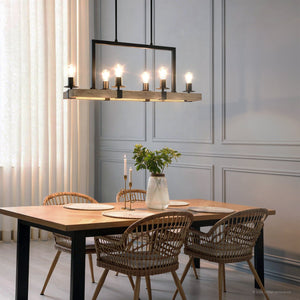 Urban Ambiance - Chandelier - UFS2000 Modern Farmhouse Chandelier, 15''H x 33''W, Matte Black & White Ash Finish, Broadway Collection - 