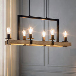 Urban Ambiance - Chandelier - UFS2000 Modern Farmhouse Chandelier, 15''H x 33''W, Matte Black & White Ash Finish, Broadway Collection - 