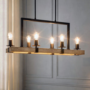 Urban Ambiance - Chandelier - UFS2000 Modern Farmhouse Chandelier, 15''H x 33''W, Matte Black & White Ash Finish, Broadway Collection - 