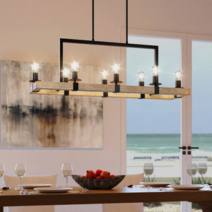 Urban Ambiance - Chandelier - UFS2001 Modern Farmhouse Chandelier, 15''H x 44''W, Matte Black & White Ash Finish, Broadway Collection - 