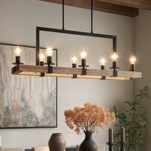 Urban Ambiance - Chandelier - UFS2001 Modern Farmhouse Chandelier, 15''H x 44''W, Matte Black & White Ash Finish, Broadway Collection - 