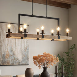 Urban Ambiance - Chandelier - UFS2001 Modern Farmhouse Chandelier, 15''H x 44''W, Matte Black & White Ash Finish, Broadway Collection - 
