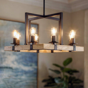 Urban Ambiance - Chandelier - UFS2002 Modern Farmhouse Chandelier, 15''H x 22''W, Matte Black & White Ash Finish, Broadway Collection - 