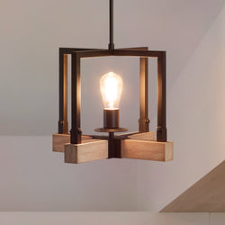 Urban Ambiance - Pendant - UFS2003 Modern Farmhouse Pendant, 11''H x 11''W, Matte Black & White Ash Finish, Broadway Collection - 