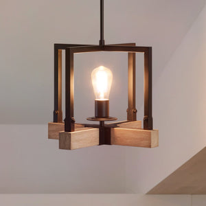 Urban Ambiance - Pendant - UFS2003 Modern Farmhouse Pendant, 11''H x 11''W, Matte Black & White Ash Finish, Broadway Collection - 