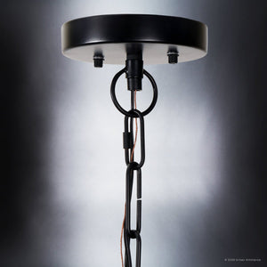 Urban Ambiance - Chandelier - UFS2035 Coastal Indoor Chandelier, 24''H x 27''W x 27''Dep, Matte Black Finish with Tobacco Raffia Wrap, Ashwhim Collection -