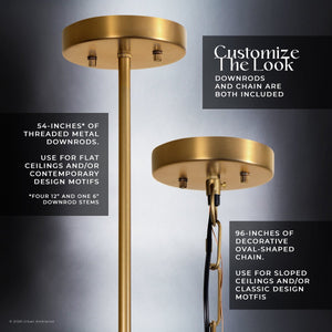 Urban Ambiance - Chandelier - UFS2037 Coastal Indoor Chandelier, 24''H x 27''W x 27''Dep, Brushed Brass Finish with Tobacco Raffia Wrap, Ashwhim Collection -