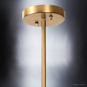Urban Ambiance - Chandelier - UFS2037 Coastal Indoor Chandelier, 24''H x 27''W x 27''Dep, Brushed Brass Finish with Tobacco Raffia Wrap, Ashwhim Collection -