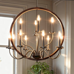 Urban Ambiance - Chandelier - UFS2371 Modern Rustic Indoor Chandelier, 29.5''H x 32''W x 32''Dep, Brushed Nickel Finish, Dunkirk Collection -