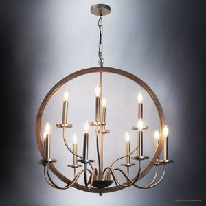 Urban Ambiance - Chandelier - UFS2371 Modern Rustic Indoor Chandelier, 29.5''H x 32''W x 32''Dep, Brushed Nickel Finish, Dunkirk Collection -