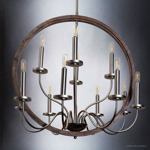 Urban Ambiance - Chandelier - UFS2371 Modern Rustic Indoor Chandelier, 29.5''H x 32''W x 32''Dep, Brushed Nickel Finish, Dunkirk Collection -