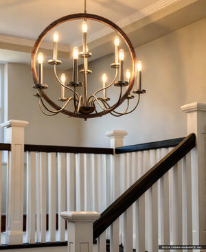 Urban Ambiance - Chandelier - UFS2371 Modern Rustic Indoor Chandelier, 29.5''H x 32''W x 32''Dep, Brushed Nickel Finish, Dunkirk Collection -