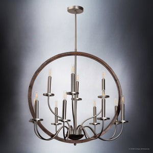 Urban Ambiance - Chandelier - UFS2371 Modern Rustic Indoor Chandelier, 29.5''H x 32''W x 32''Dep, Brushed Nickel Finish, Dunkirk Collection -