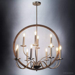 Urban Ambiance - Chandelier - UFS2371 Modern Rustic Indoor Chandelier, 29.5''H x 32''W x 32''Dep, Brushed Nickel Finish, Dunkirk Collection -