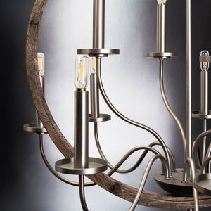 Urban Ambiance - Chandelier - UFS2371 Modern Rustic Indoor Chandelier, 29.5''H x 32''W x 32''Dep, Brushed Nickel Finish, Dunkirk Collection -