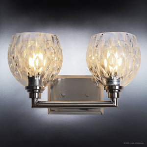 Urban Ambiance - Bath Light - UFS2620 Art Deco Indoor Bath Light, 8.25''H x 14''W x 8.25''Dep, Brushed Nickel Finish, Naples Collection -