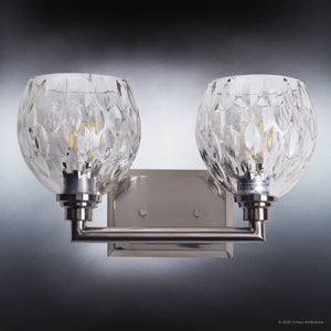 Urban Ambiance - Bath Light - UFS2620 Art Deco Indoor Bath Light, 8.25''H x 14''W x 8.25''Dep, Brushed Nickel Finish, Naples Collection -