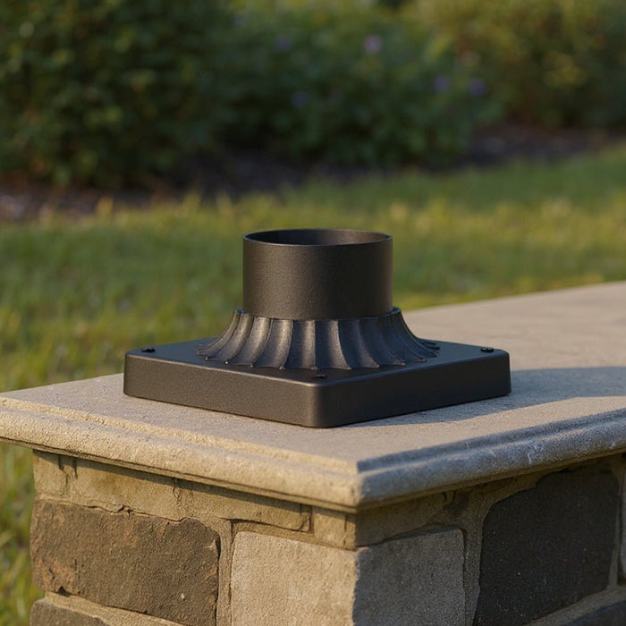 UFSA101 Traditional Outdoor Pier Mount, 3"H x 5.5"W Square, Matte Black Finish, Post Light Accessory