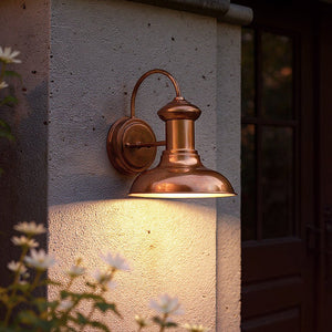 Urban Ambiance - Outdoor Wall Light - UHP1020 Luxe Industrial Outdoor Wall Light, 10"H x 8.125"W, Solid Copper Finish, Palermo Collection - 