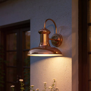 Urban Ambiance - Outdoor Wall Light - UHP1026 Luxe Industrial Chic Outdoor Wall Light, 12.375"H x 12"W, Solid Copper Finish, Palermo Collection - 
