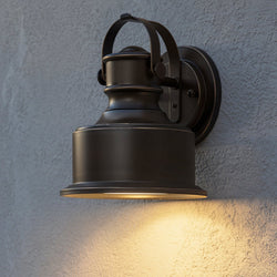 Urban Ambiance - Outdoor Wall Sconce - UHP1040 Luxe Industrial Outdoor Wall Light, 10"H x 8 - 1/2"W, Olde Bronze Finish, Reno Collection - 