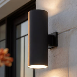 Urban Ambiance - Outdoor Wall Light - UHP1066 Contemporary Outdoor Wall Light, 18"H x 6"W, Midnight Black Finish, Hollywood Collection - 