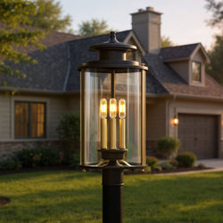 Urban Ambiance - Outdoor Post/Pier Light - UHP1122 Rustic Outdoor Post/Pier Light, 22.63"H x 9.88"W, Olde Bronze Finish, Plymouth Collection - 