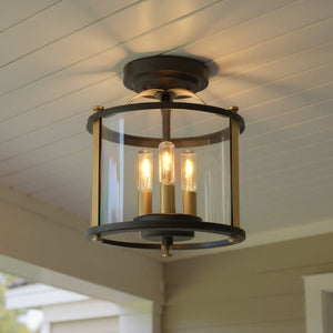 Urban Ambiance - Outdoor Ceiling Light - UHP1123 Rustic Outdoor Ceiling, 11"H x 9.875"W, Olde Bronze Finish, Plymouth Collection - 