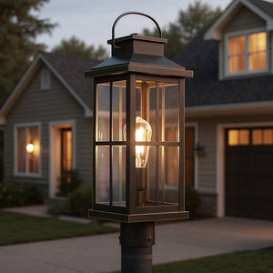 Urban Ambiance - Post Light - UHP1293 Transitional Outdoor Post Light 20.25''H x 7''W, Olde Bronze Finish, Anaheim Collection - 