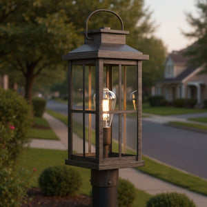 Urban Ambiance - Post Light - UHP1297 Transitional Outdoor Post Light 20.25''H x 7''W, Aged Pewter Finish, Anaheim Collection - 