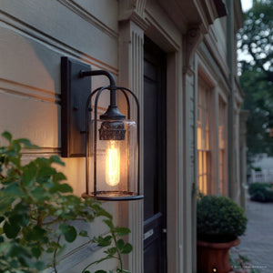 Urban Ambiance - Wall Sconce - UHP1300 Farmhouse Outdoor Wall Sconce 12.75''H x 6.125''W, Midnight Black Finish, Henderson Collection - 