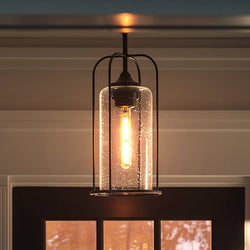 Urban Ambiance - Pendant - UHP1303 Farmhouse Outdoor Pendant 15.375''H x 7.5''W, Midnight Black Finish, Henderson Collection - 