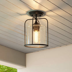 Urban Ambiance - Ceiling Light - UHP1305 Farmhouse Outdoor Ceiling Light 11.625''H x 8.5''W, Midnight Black Finish, Henderson Collection - 