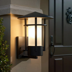 Urban Ambiance - Wall Sconce - UHP1310 Mid - Century Modern Outdoor Wall Sconce 12''H x 9.125''W, Midnight Black Finish, Riverside Collection - 