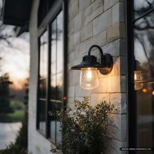 Urban Ambiance - Wall Sconce - UHP1320 Coastal Outdoor Wall Sconce 11''H x 9''W, Midnight Black Finish, Santa - Ana Collection - 