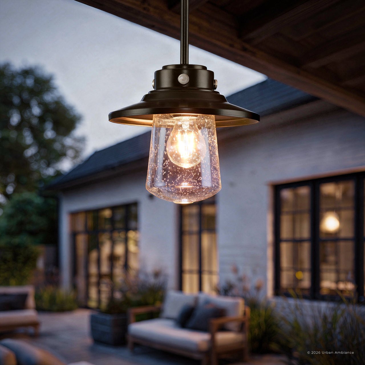 UHP1321 Coastal Outdoor Pendant 8''H x 9''W, Midnight Black Finish