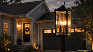 Urban Ambiance - Outdoor Post/Pier Light - UHP1400 Farmhouse Outdoor Post Light 26.875''H x 9.5''W, Midnight Black Finish, Calderdale Collection -
