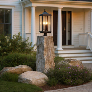 Urban Ambiance - Post Light - UHP1400 Farmhouse Outdoor Post Light 26.875''H x 9.5''W, Midnight Black Finish, Calderdale Collection - 