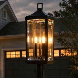 Urban Ambiance - Outdoor Post/Pier Light - UHP1400 Farmhouse Outdoor Post Light 26.875''H x 9.5''W, Midnight Black Finish, Calderdale Collection -