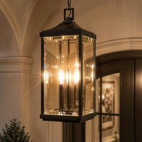 Urban Ambiance - Outdoor Pendant Light - UHP1401 Farmhouse Outdoor Pendant 23.75''H x 9.5''W, Midnight Black Finish, Calderdale Collection -
