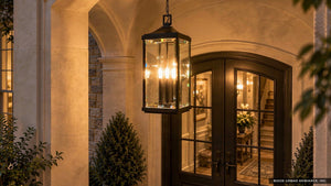 Urban Ambiance - Outdoor Pendant Light - UHP1401 Farmhouse Outdoor Pendant 23.75''H x 9.5''W, Midnight Black Finish, Calderdale Collection -