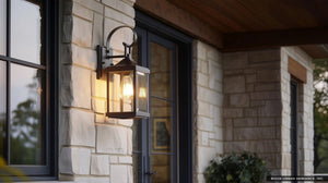 Urban Ambiance - Outdoor Wall Sconce - UHP1402 Transitional Outdoor Wall Sconce 15.125''H x 5.5''W, Midnight Black Finish, Calderdale Collection -