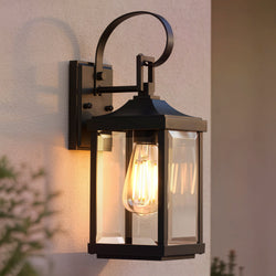 Urban Ambiance - Outdoor Wall Sconce - UHP1402 Transitional Outdoor Wall Sconce 15.125''H x 5.5''W, Midnight Black Finish, Calderdale Collection -
