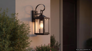 Urban Ambiance - Outdoor Wall Sconce - UHP1402 Transitional Outdoor Wall Sconce 15.125''H x 5.5''W, Midnight Black Finish, Calderdale Collection -
